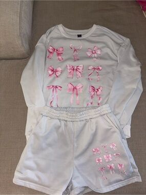 shein bow sweat set